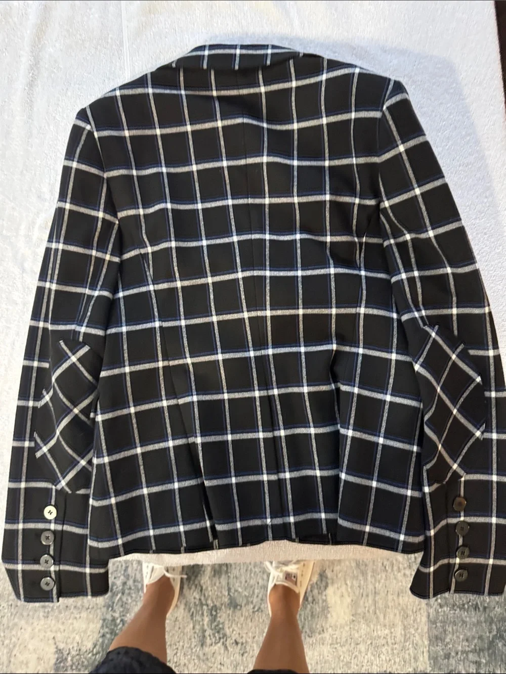 10 Crosby Derek Lam Black Windowpane Plaid Blazer